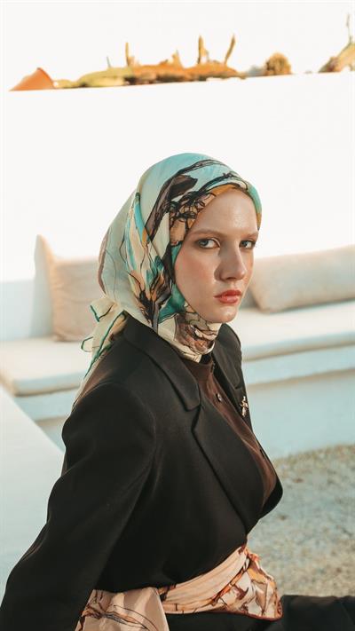 LİORA DESEN EŞARP SU YEŞİLİ-8