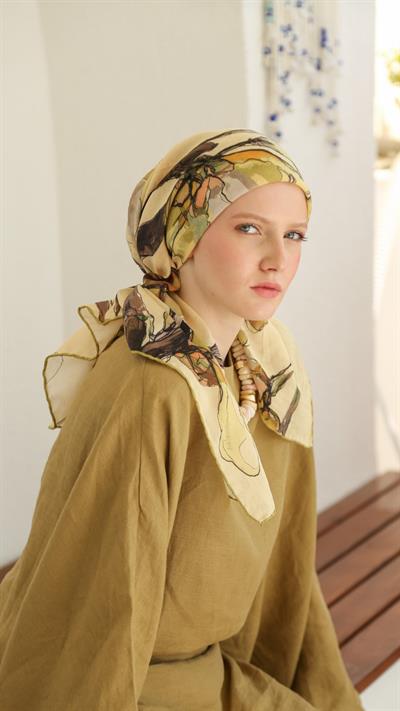 LİORA DESEN EŞARP YAĞ YEŞİLİ -2