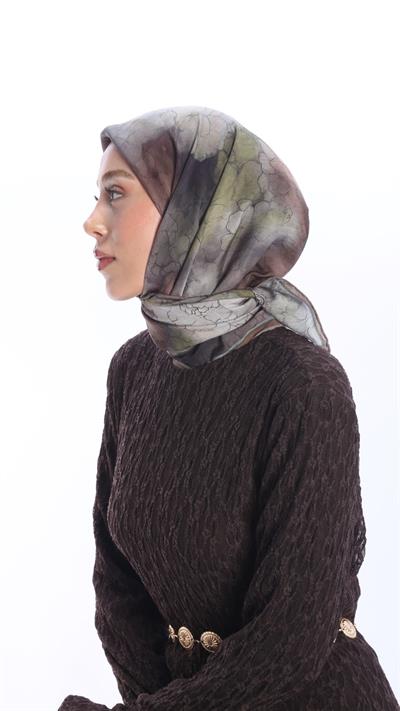 LİVA DESEN EŞARP KAHVE-3