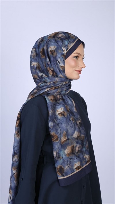 LOTUS DESEN ŞAL LACİVERT
