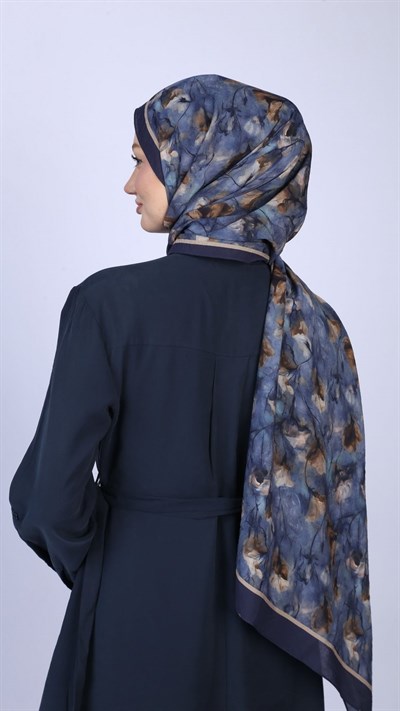 LOTUS DESEN ŞAL LACİVERT