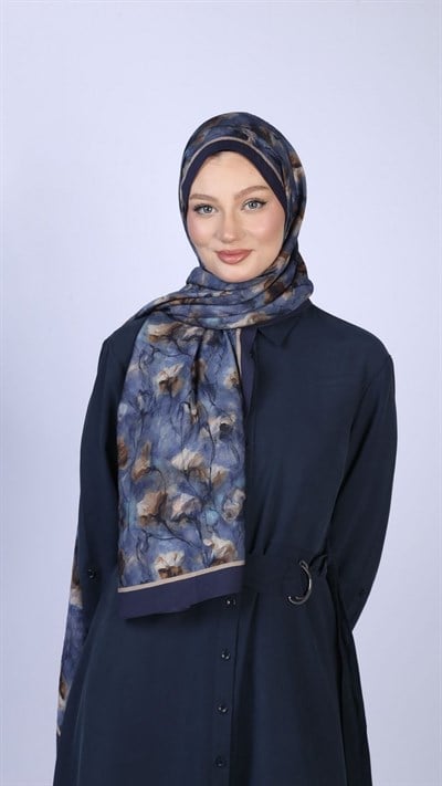 LOTUS DESEN ŞAL LACİVERT