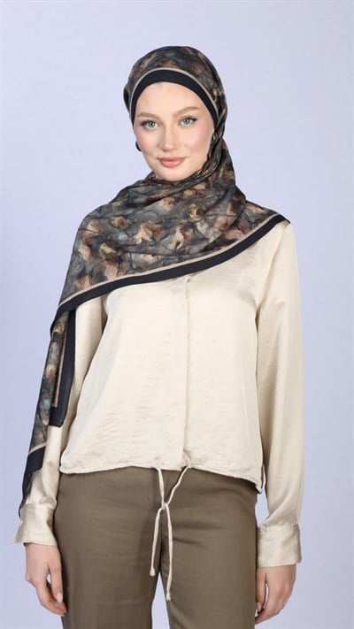 LOTUS DESEN ŞAL SİYAH