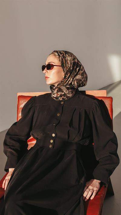 LUMİERA DESEN EŞARP HAKİ YEŞİL