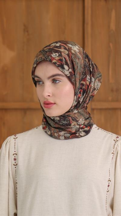 LUMİERA DESEN EŞARP KAHVE