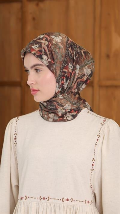 LUMİERA DESEN EŞARP KAHVE
