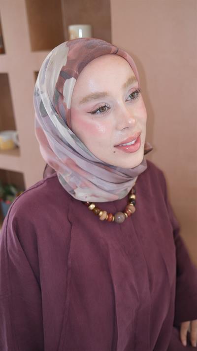 LUNARİA DESEN EŞARP BORDO-3