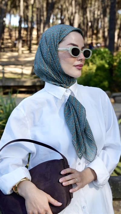 LUNIVA DESEN EŞARP TURKUAZ-6