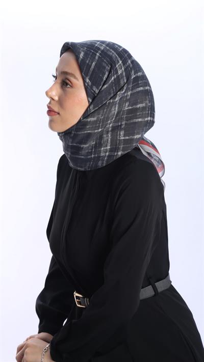 MONO DESEN EŞARP SİYAH KIRMIZI-3