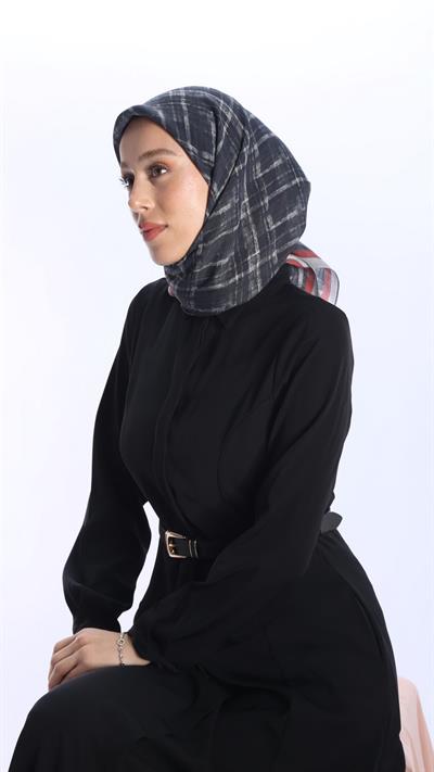 MONO DESEN EŞARP SİYAH KIRMIZI-3