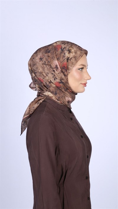 MYSTİC BLOOM DESEN EŞARP ACI KAHVE