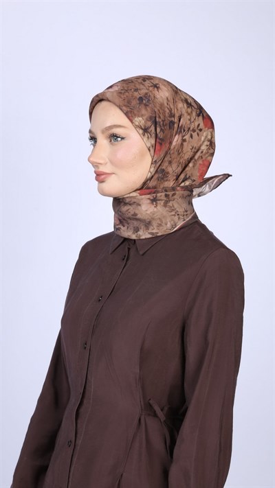 MYSTİC BLOOM DESEN EŞARP ACI KAHVE