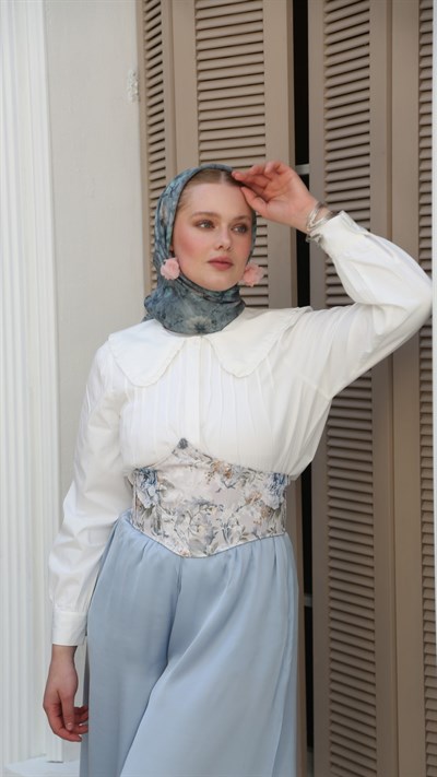MYSTİC BLOOM DESEN EŞARP MAVİ