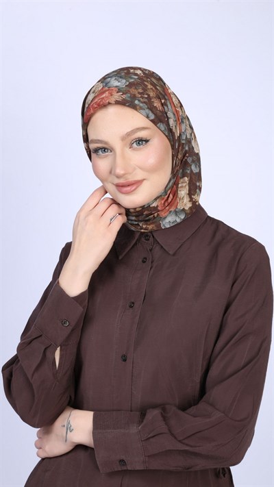 MYSTİC GARDEN DESEN EŞARP KAHVE