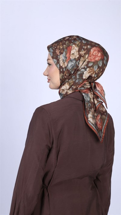 MYSTİC GARDEN DESEN EŞARP KAHVE