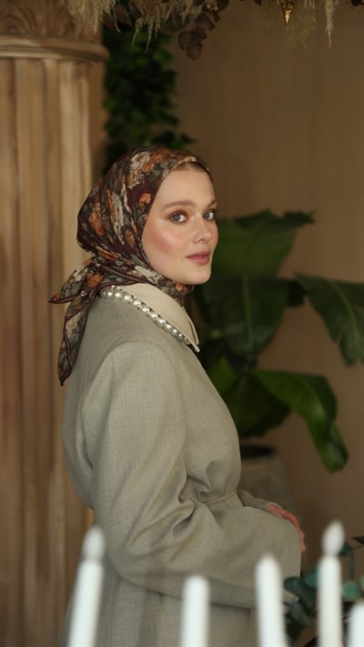 MYSTİC GARDEN DESEN EŞARP VİNTAGE BORDO
