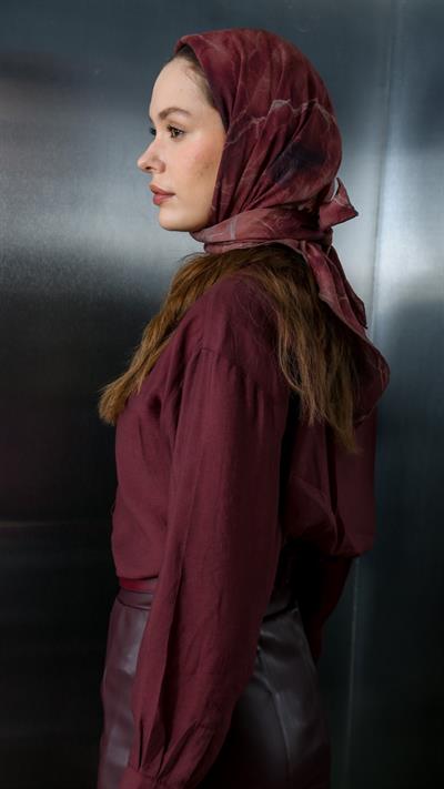 NOİR DESEN EŞARP BORDO