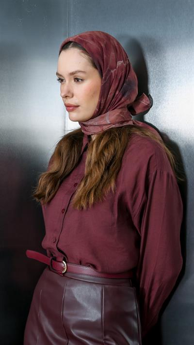 NOİR DESEN EŞARP BORDO