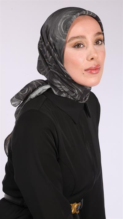 NORA DESEN EŞARP SİYAH-GRİ