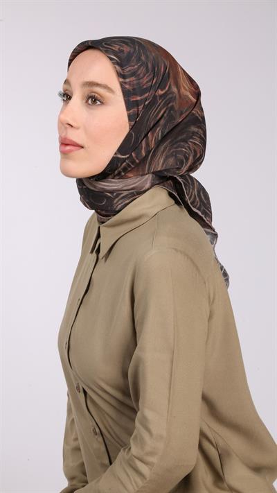 NORA DESEN EŞARP SİYAH-KAHVE