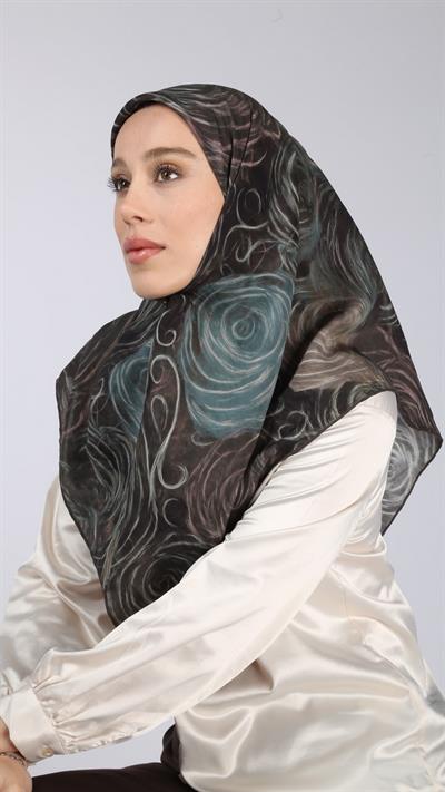 NORA DESEN EŞARP SİYAH-TURKUAZ