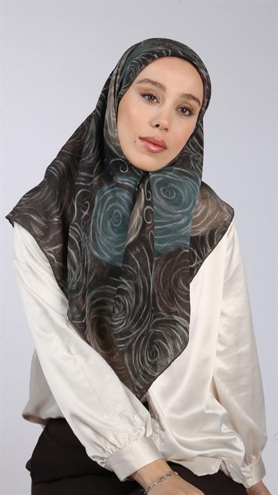 NORA DESEN EŞARP SİYAH-TURKUAZ