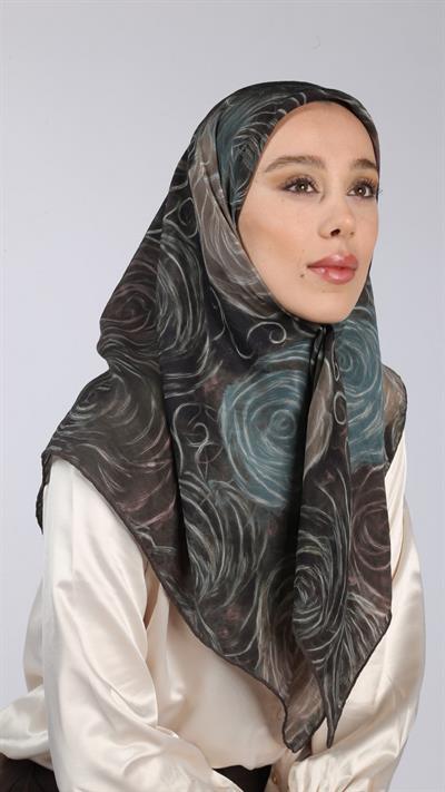 NORA DESEN EŞARP SİYAH-TURKUAZ