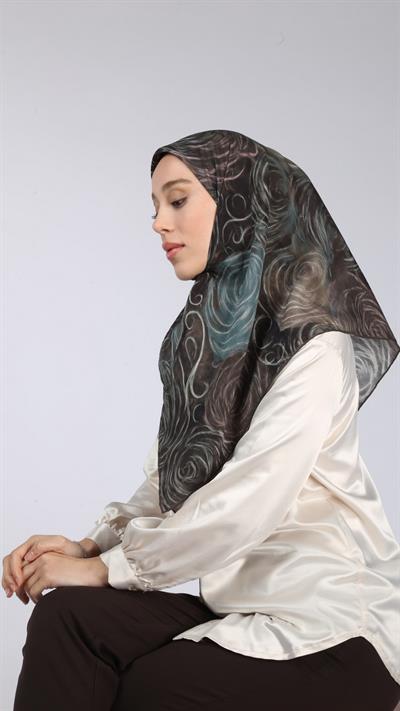 NORA DESEN EŞARP SİYAH-TURKUAZ