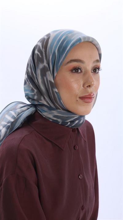 OLVERA DESEN EŞARP MAVİ-4