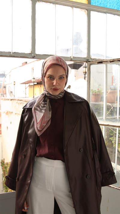 OLVERA DESEN EŞARP VİŞNE-1