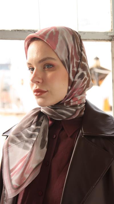 OLVERA DESEN EŞARP VİŞNE-1