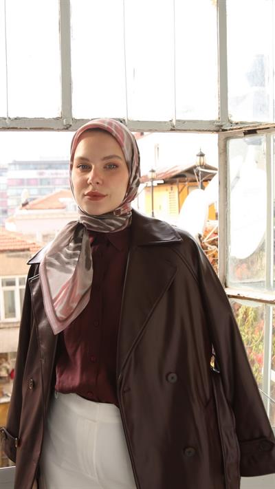 OLVERA DESEN EŞARP VİŞNE-1
