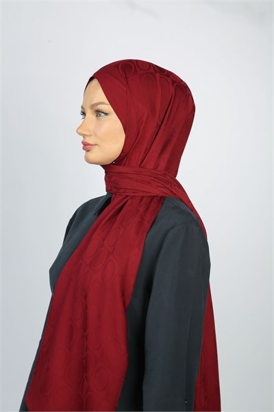 Orbit Desen Pamuk Şal Bordo