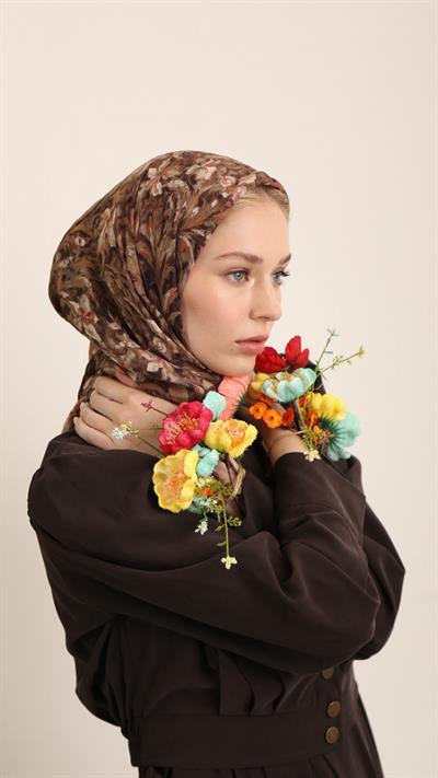 PALM DESEN EŞARP KAHVE