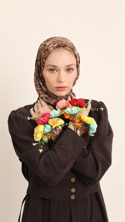 PALM DESEN EŞARP KAHVE