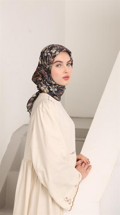 PALM DESEN EŞARP SİYAH KIRMIZI