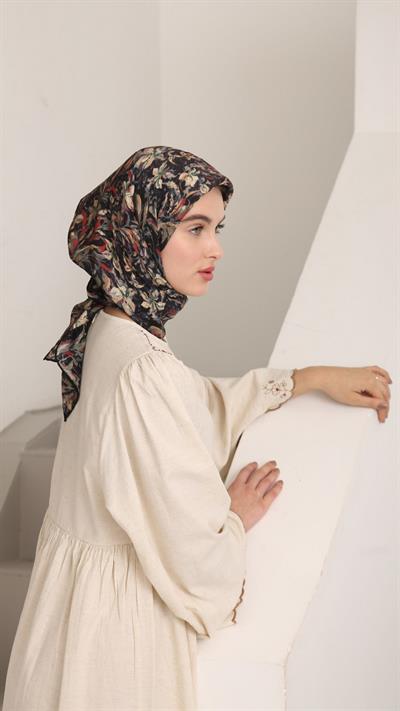 PALM DESEN EŞARP SİYAH KIRMIZI