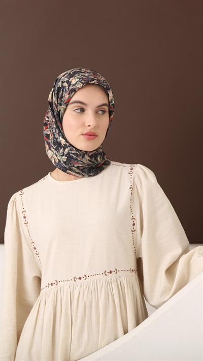 PALM DESEN EŞARP SİYAH KIRMIZI