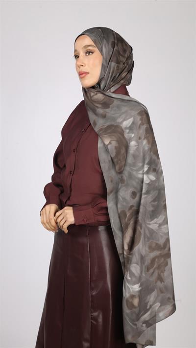PEONY DESEN ŞAL GRİ