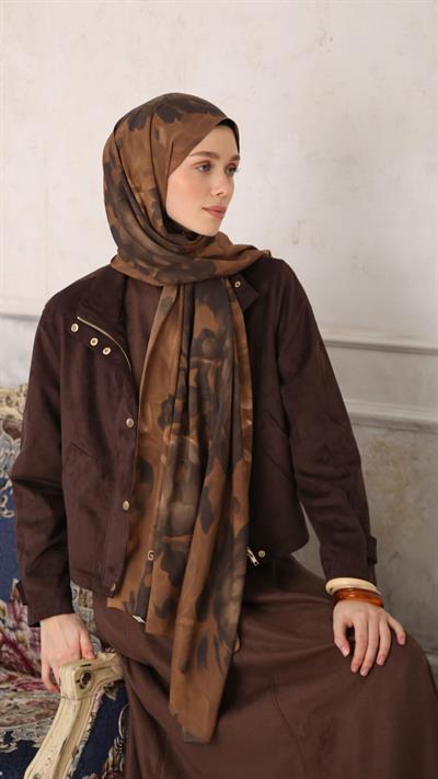 PEONY DESEN ŞAL KÜLLÜ KAHVE