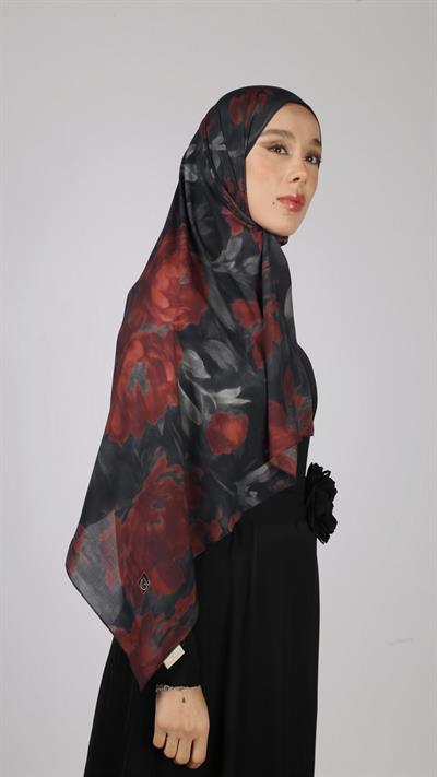 PEONY DESEN ŞAL SİYAH