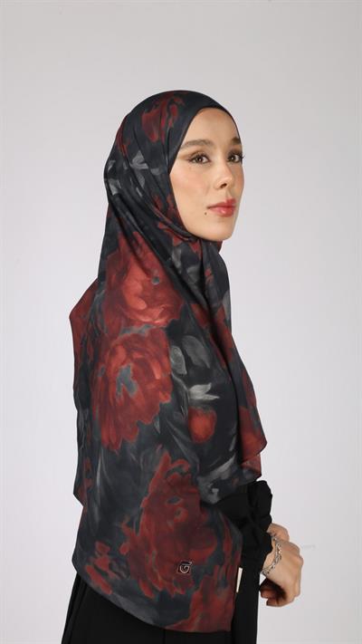PEONY DESEN ŞAL SİYAH
