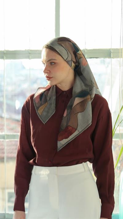 PETRA DESEN EŞARP GRİ-2