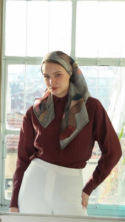 PETRA DESEN EŞARP GRİ-2