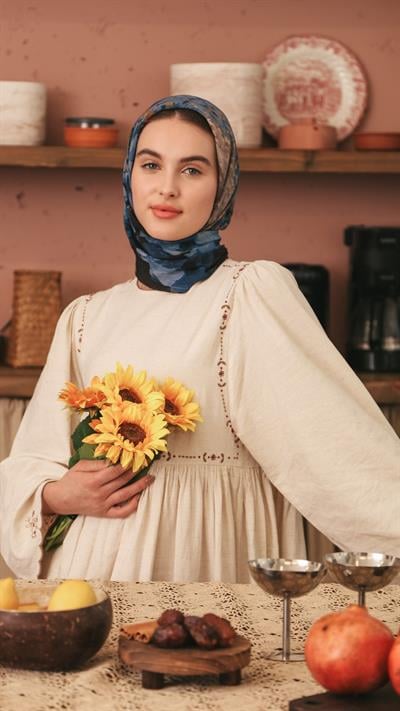 POPPY FLOWER DESEN EŞARP ANTRASİT