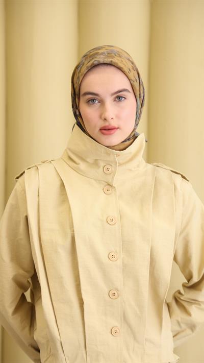 POPPY FLOWER DESEN EŞARP GRİ