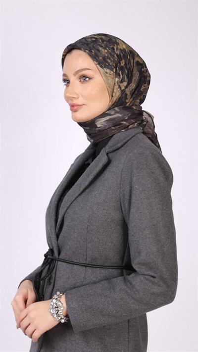 POPPY FLOWER DESEN EŞARP SİYAH