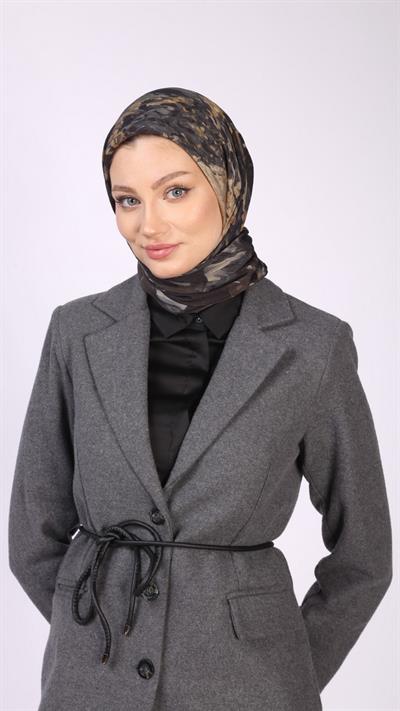 POPPY FLOWER DESEN EŞARP SİYAH