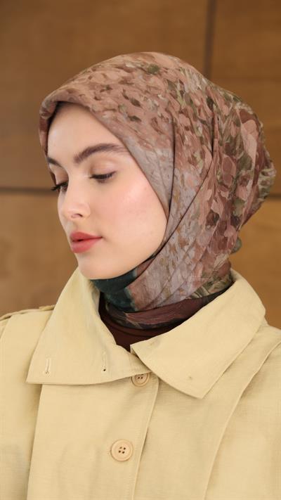 POPPY FLOWER DESEN EŞARP YEŞİL