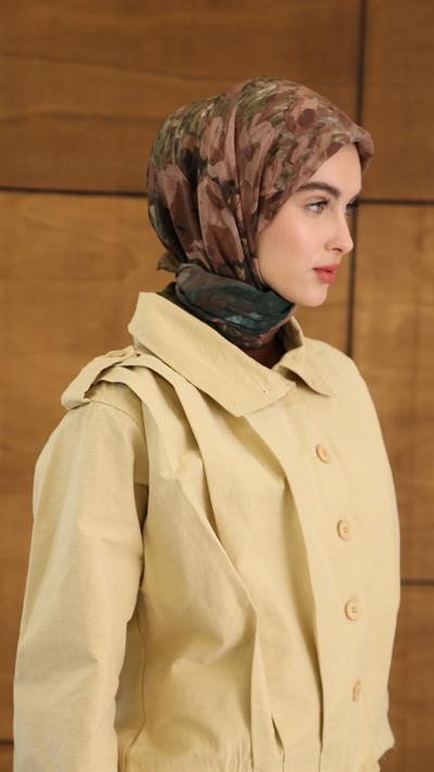 POPPY FLOWER DESEN EŞARP YEŞİL